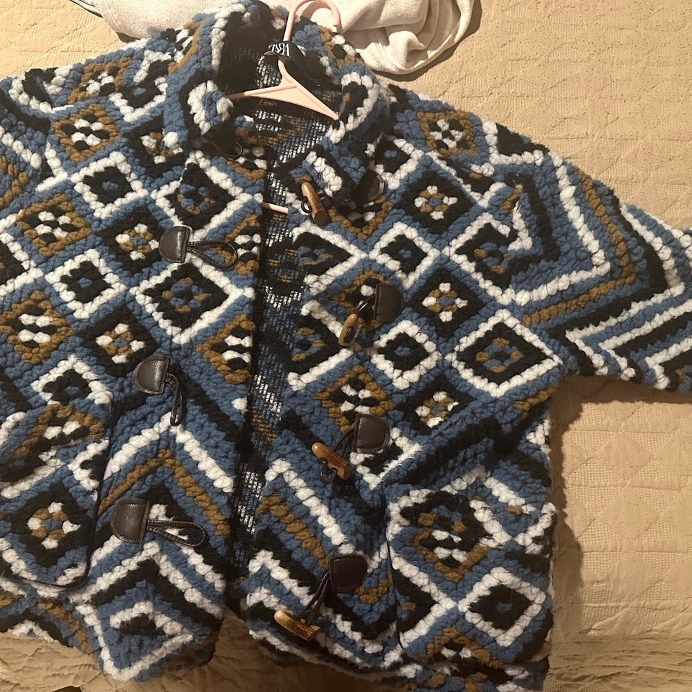 Zara Blue and Brown Patterned Jacket